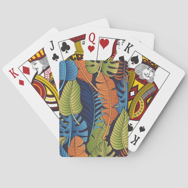 Tropical leaves, floral seamless pattern. poker cards (Back)