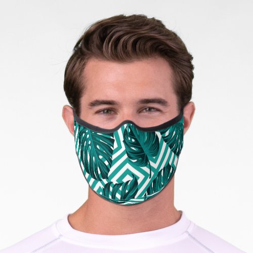 Tropical Leaves Floral Seamless Pattern Premium Face Mask