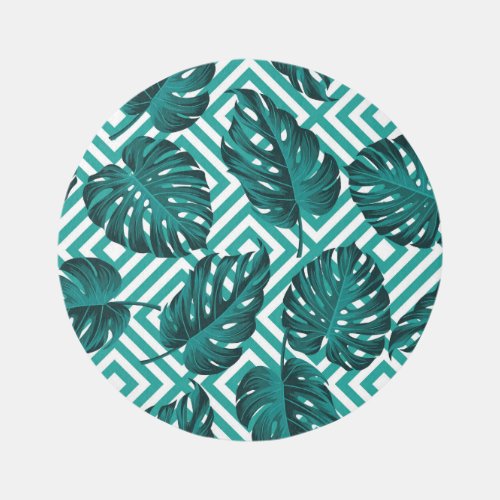 Tropical Leaves Floral Seamless Pattern Rug
