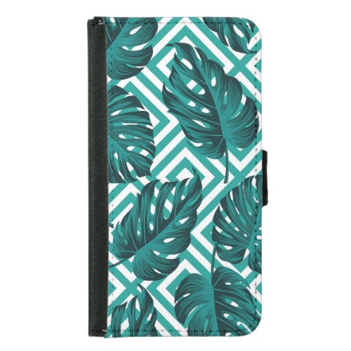 Tropical Leaves Floral Seamless Pattern Samsung Galaxy S5 Wallet Case