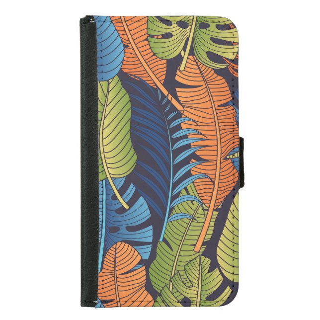 Tropical leaves, floral seamless pattern. samsung galaxy wallet case (Front)