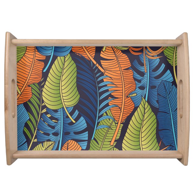 Tropical leaves, floral seamless pattern. serving tray (Front)