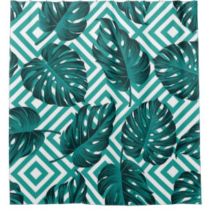 Tropical Leaves: Floral Seamless Pattern. Shower Curtain