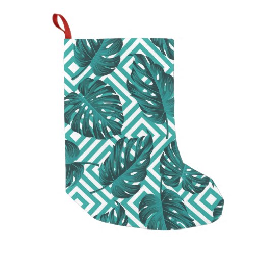 Tropical Leaves Floral Seamless Pattern Small Christmas Stocking