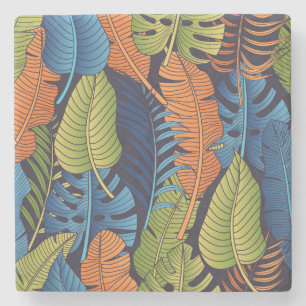 Tropical leaves, floral seamless pattern. stone coaster