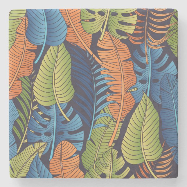 Tropical leaves, floral seamless pattern. stone coaster (Front)