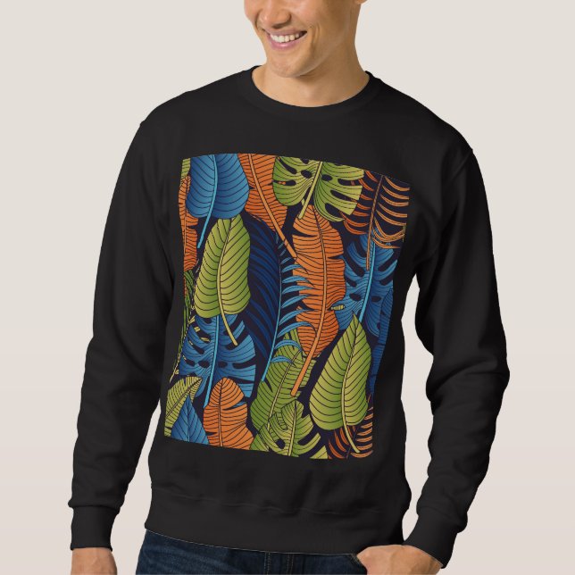 Tropical leaves, floral seamless pattern. sweatshirt (Front)
