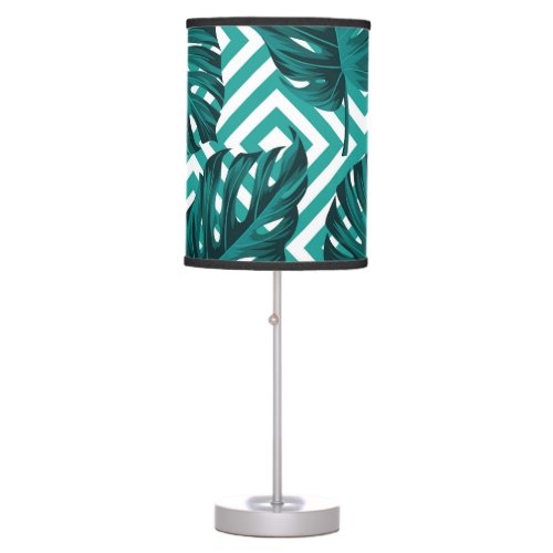 Tropical Leaves Floral Seamless Pattern Table Lamp