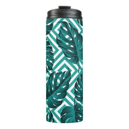Tropical Leaves Floral Seamless Pattern Thermal Tumbler