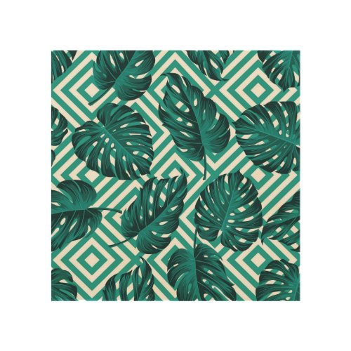 Tropical Leaves Floral Seamless Pattern Wood Wall Art