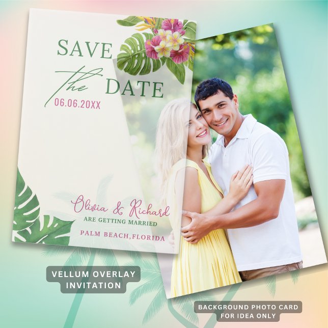 Tropical Leaves Floral Wedding Save The Date Vellum Invitations (Tropical Leaves Floral Wedding Save The Date Vellum Invitations
)