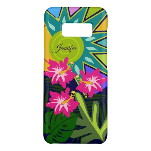 Tropical leaves flowers and custom name Case_Mate samsung galaxy s8 case
