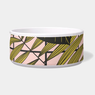 Tropical leaves, flowers, hand-painted pattern. bowl