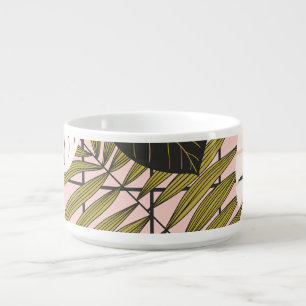 Tropical leaves, flowers, hand-painted pattern. bowl