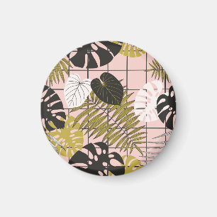 Tropical leaves, flowers, hand-painted pattern. magnet