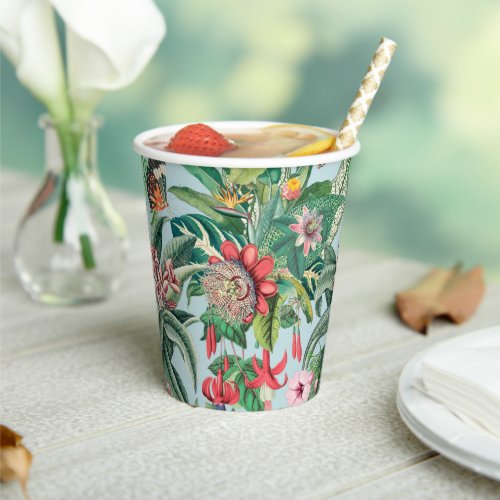 Tropical Leaves  Flowers Paper Cups