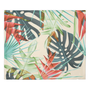 Tropical Leaves & Flowers: Vibrant Pattern Duvet Cover