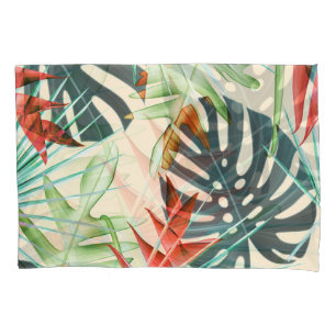 Tropical Leaves & Flowers: Vibrant Pattern Pillow Case