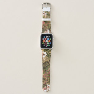 Tropical Leaves Flowers Watercolor Pattern Apple Watch Band