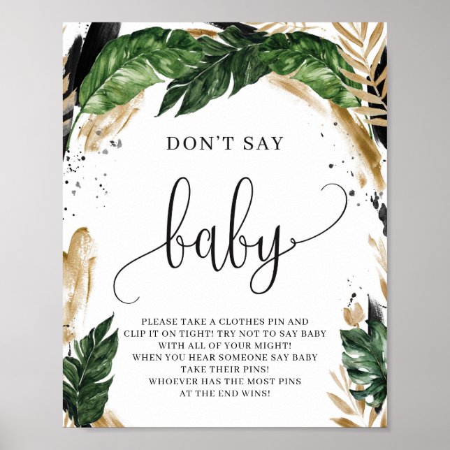 Tropical leaves foliage don't say baby sign game (Front)