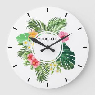 Tropical Leaves for Business cosmetics, spa Large Clock