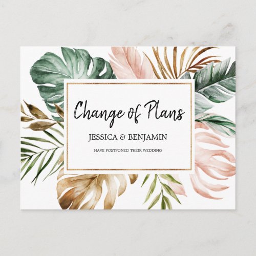 Tropical Leaves Geometric Frame Change of Plans Postcard