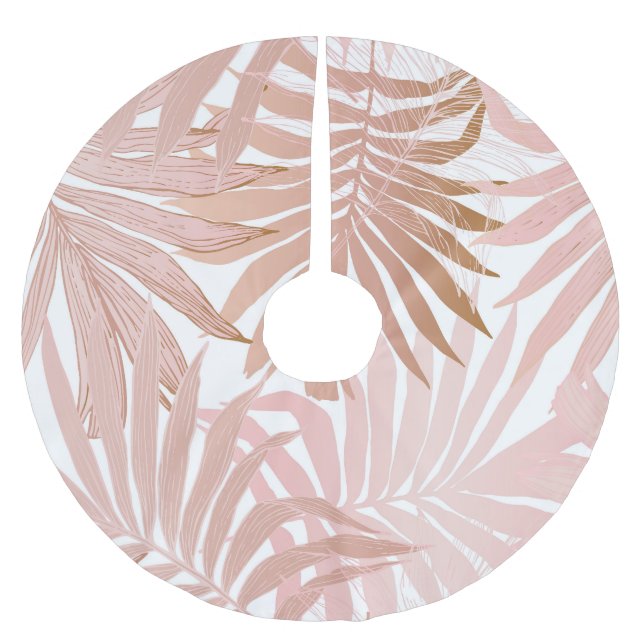 Tropical leaves: glossy gradient pattern. brushed polyester tree skirt (Front)