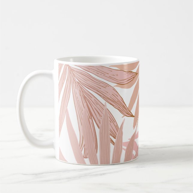 Tropical leaves: glossy gradient pattern. coffee mug (Left)
