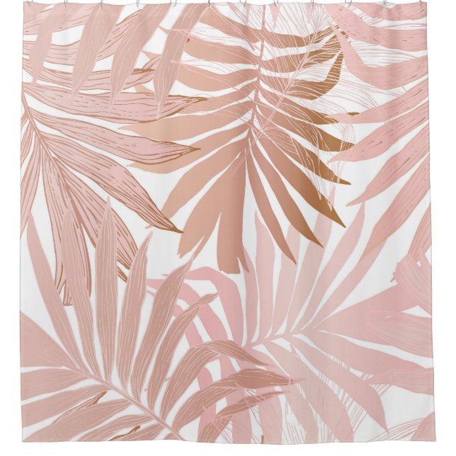 Tropical leaves: glossy gradient pattern. shower curtain (Front)