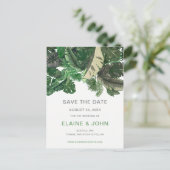 tropical leaves gold  greenery botanical wedding announcement postcard (Standing Front)