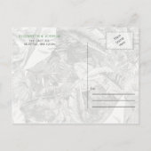 tropical leaves gold  greenery botanical wedding announcement postcard (Back)