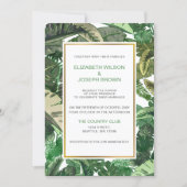 tropical leaves gold  greenery botanical wedding invitation (Front)