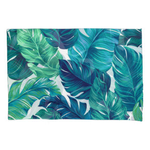 Tropical leaves, graphic design, realistic palms. pillow case