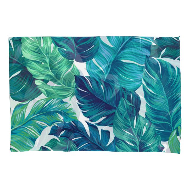 Tropical leaves, graphic design, realistic palms. pillow case (Front)