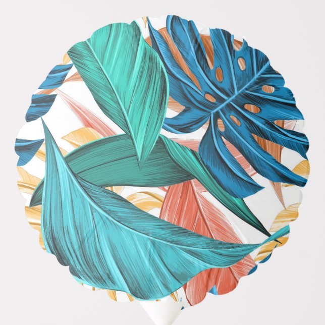 Tropical Leaves green and blue Balloon (Front)