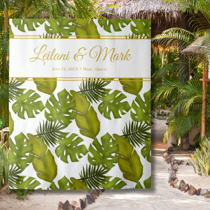 Tropical Leaves Green Gold Wedding Backdrop