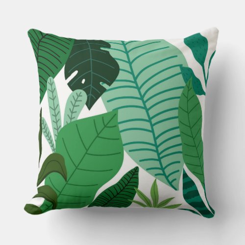 Tropical Leaves Greenery Babys Rom Throw Pillow
