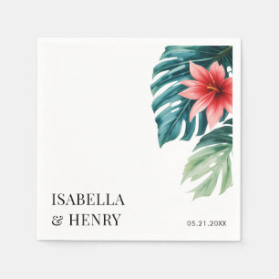 Tropical Leaves Greenery Boho Modern Wedding Napkins