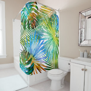 Tropical Leaves Greenery Botanical Photography Shower Curtain