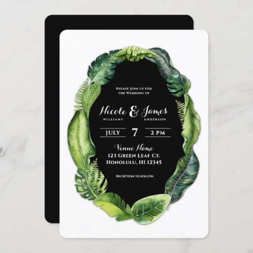 Tropical Leaves Greenery Classy Chic Wedding Invitation