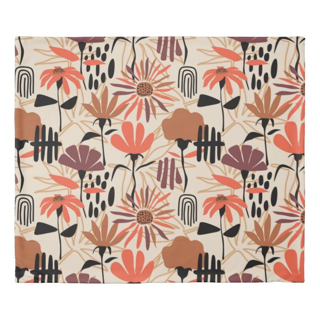 Tropical leaves hand drawn seamless pattern. Botan Duvet Cover (Front)