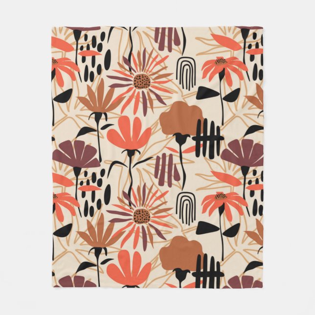 Tropical leaves hand drawn seamless pattern. Botan Fleece Blanket (Front)