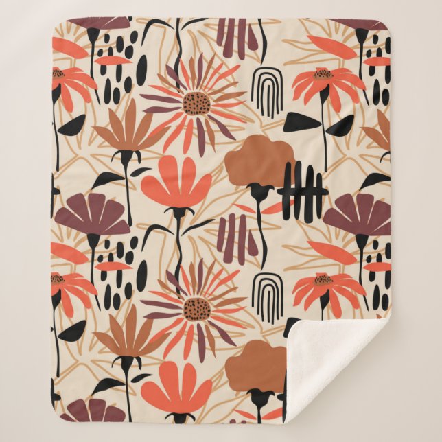 Tropical leaves hand drawn seamless pattern. Botan Sherpa Blanket (Front)