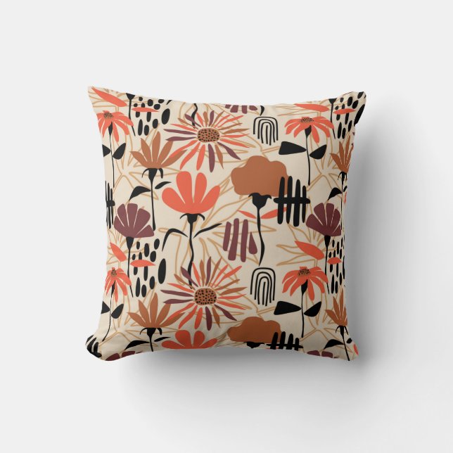 Tropical leaves hand drawn seamless pattern. Botan Throw Pillow (Front)