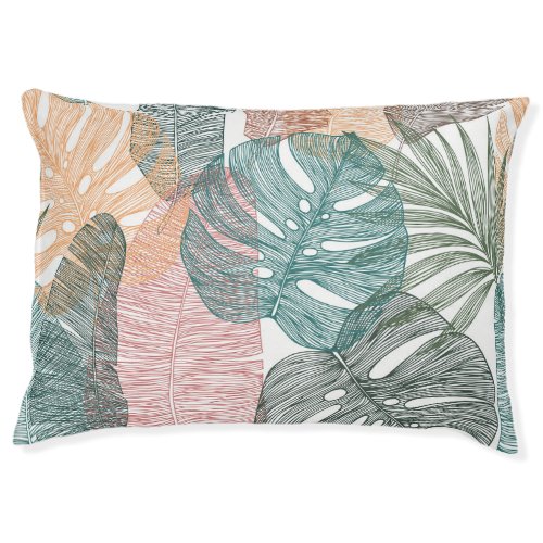Tropical leaves hand_drawn vintage pattern pet bed