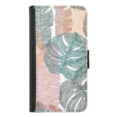 Tropical leaves hand_drawn vintage pattern samsung galaxy s5 wallet case