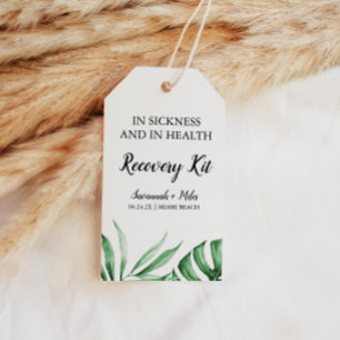 Tropical Leaves Hangover Recovery Kit Favor Gift T Tags