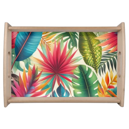 Tropical Leaves Hawaiian Pattern Serving Tray