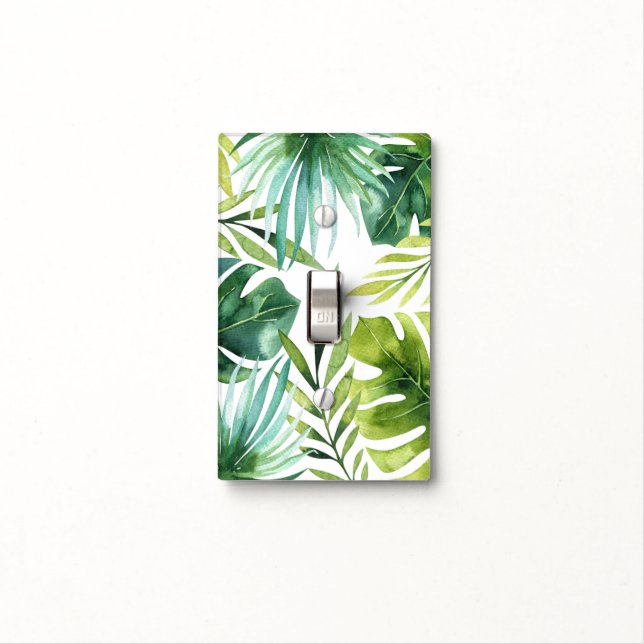 Tropical Leaves Hawaiian Plants Chic Summer Light Switch Cover (In Situ)