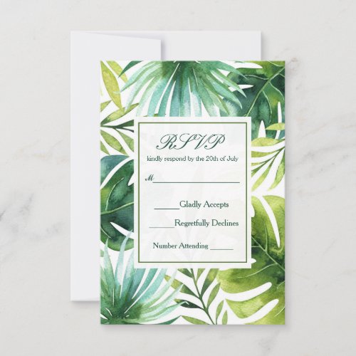 Tropical Leaves Hawaiian Summer Wedding RSVP